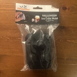Way To Celebrate Halloween 3D Skull Black Silicone Ice Cube Tray‎  NEW
